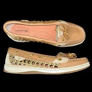 Sperry Women's Angelfish Cane Leather Upper One Eyed Boat Shoe Size 8